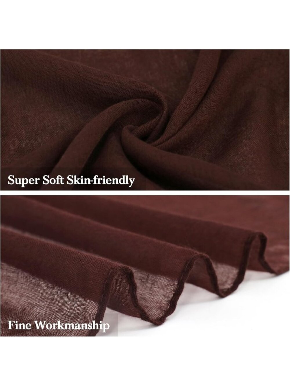 Women's Brown Stylish Cover Hijab Cotton Voile Wrap for Spring Fall Scarf Shawl - Picture 2 of 5